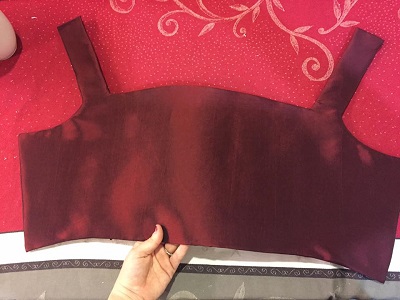 Front bodice panel covered in taffeta